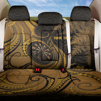 Personalised New Zealand Gold Darts Back Car Seat Cover Maori Fern Curve Style