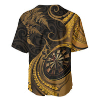 Personalised New Zealand Gold Darts Baseball Jersey Maori Fern Curve Style