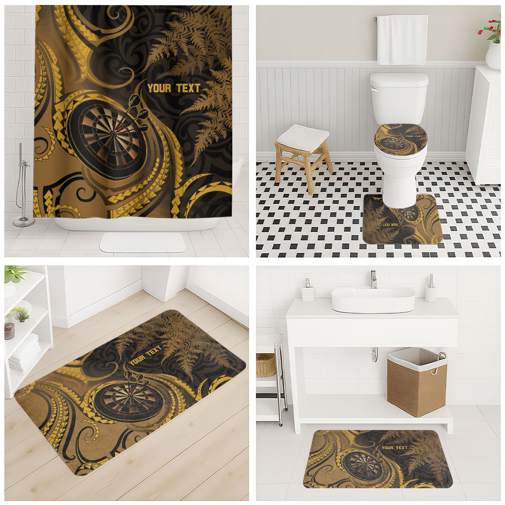 Personalised New Zealand Gold Darts Bathroom Set Maori Fern Curve Style