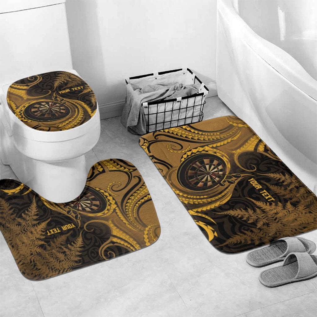 Personalised New Zealand Gold Darts Bathroom Set Maori Fern Curve Style