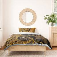 Personalised New Zealand Gold Darts Bedding Set Maori Fern Curve Style
