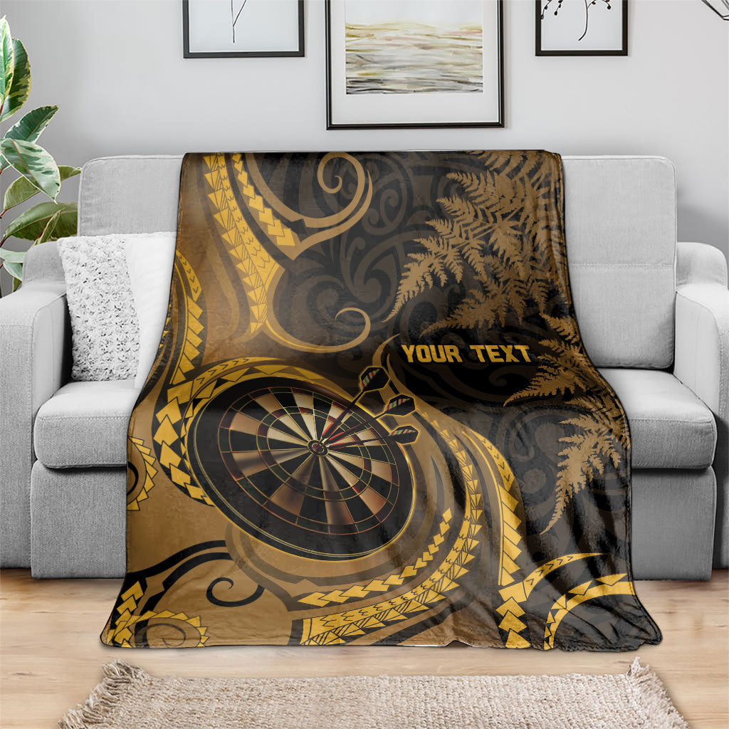 Personalised New Zealand Gold Darts Blanket Maori Fern Curve Style