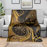 Personalised New Zealand Gold Darts Blanket Maori Fern Curve Style