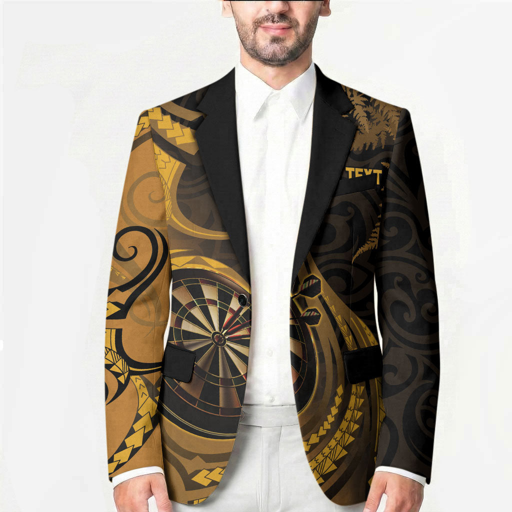 Personalised New Zealand Gold Darts Blazer Maori Fern Curve Style