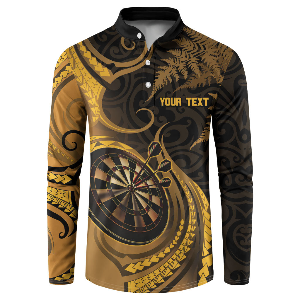 Personalised New Zealand Gold Darts Button Sweatshirt Maori Fern Curve Style