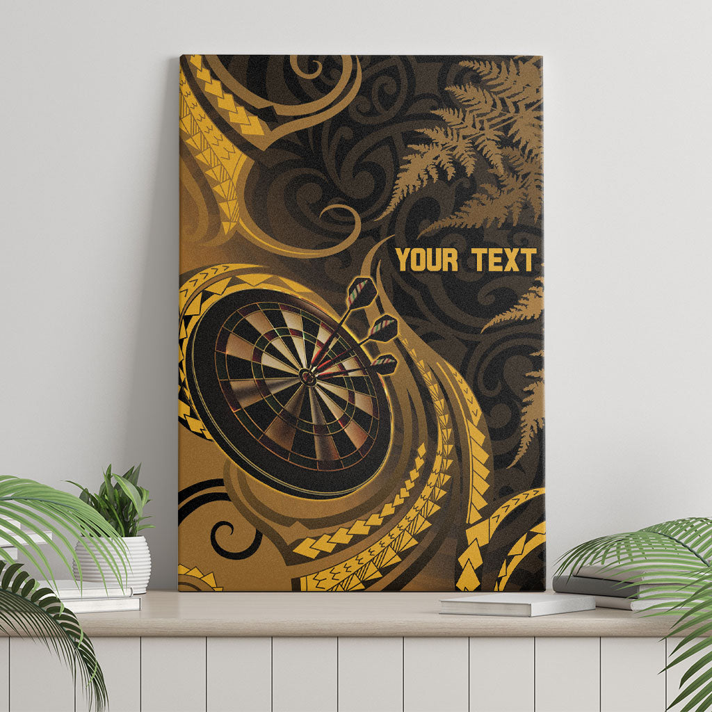 Personalised New Zealand Gold Darts Canvas Wall Art Maori Fern Curve Style