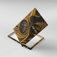 Personalised New Zealand Gold Darts Canvas Wall Art Maori Fern Curve Style
