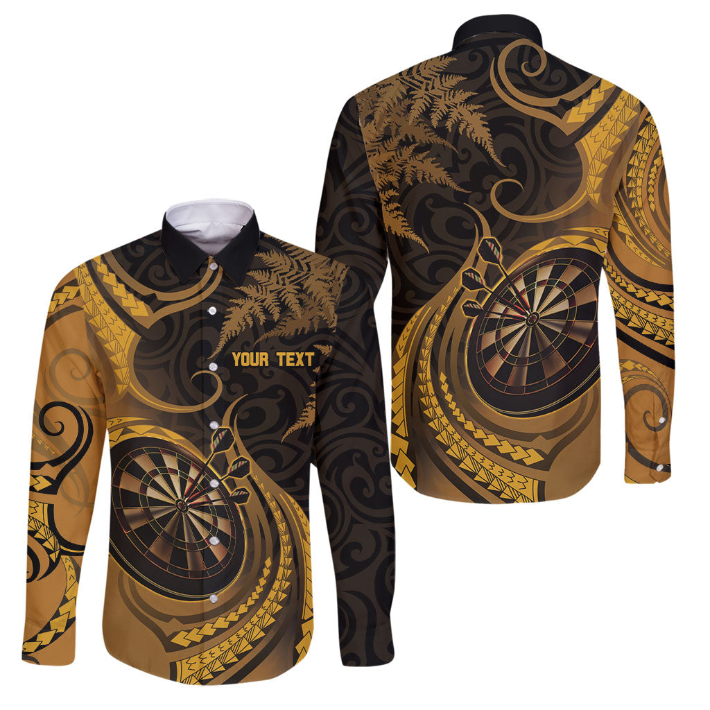 Personalised New Zealand Gold Darts Family Matching Mermaid Dress and Hawaiian Shirt Maori Fern Curve Style