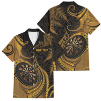 Personalised New Zealand Gold Darts Family Matching Puletasi and Hawaiian Shirt Maori Fern Curve Style