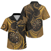 Personalised New Zealand Gold Darts Family Matching Puletasi and Hawaiian Shirt Maori Fern Curve Style