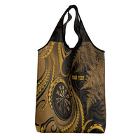 Personalised New Zealand Gold Darts Grocery Bag Maori Fern Curve Style