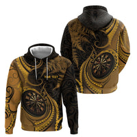Personalised New Zealand Gold Darts Hoodie Maori Fern Curve Style