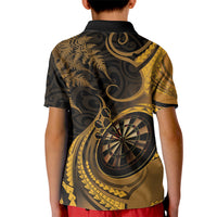 Personalised New Zealand Gold Darts Kid Polo Shirt Maori Fern Curve Style