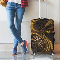 Personalised New Zealand Gold Darts Luggage Cover Maori Fern Curve Style