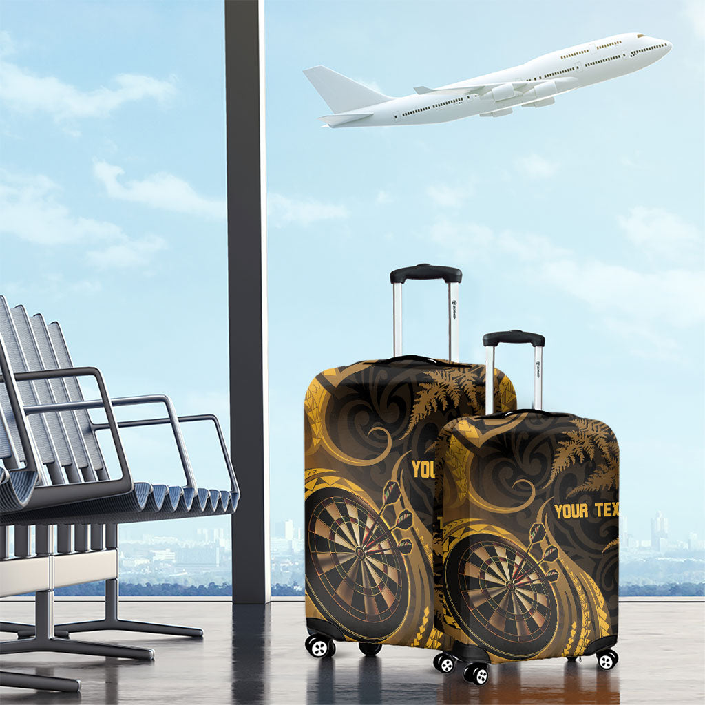 Personalised New Zealand Gold Darts Luggage Cover Maori Fern Curve Style