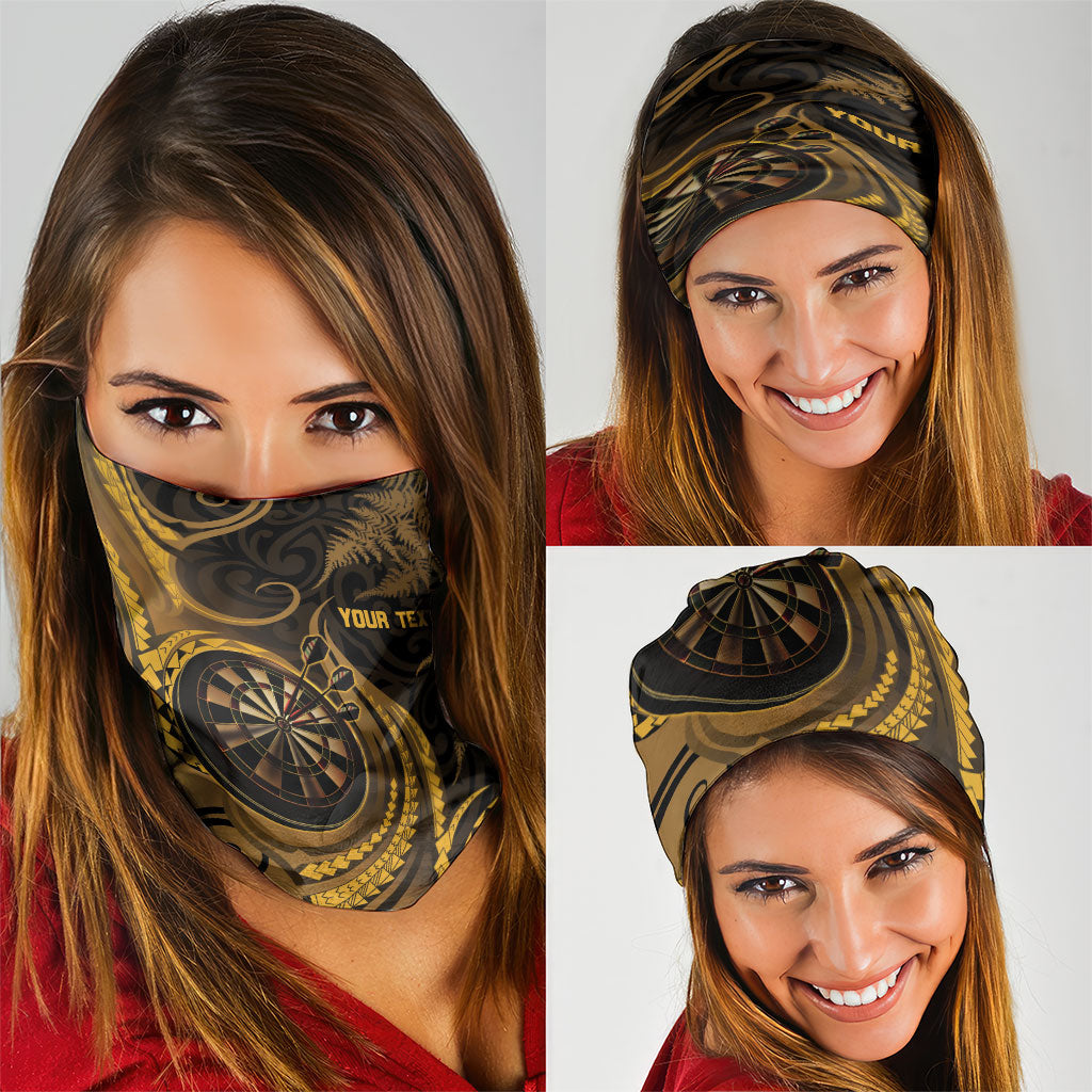 Personalised New Zealand Gold Darts Neck Gaiter Maori Fern Curve Style