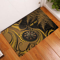 Personalised New Zealand Gold Darts Rubber Doormat Maori Fern Curve Style