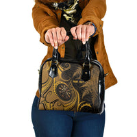 Personalised New Zealand Gold Darts Shoulder Handbag Maori Fern Curve Style