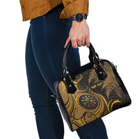 Personalised New Zealand Gold Darts Shoulder Handbag Maori Fern Curve Style