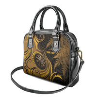 Personalised New Zealand Gold Darts Shoulder Handbag Maori Fern Curve Style