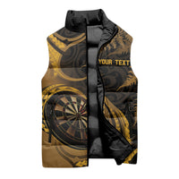 Personalised New Zealand Gold Darts Sleeveless Puffer Jacket Maori Fern Curve Style