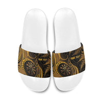 Personalised New Zealand Gold Darts Slide Sandals Maori Fern Curve Style