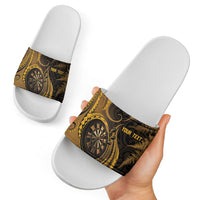 Personalised New Zealand Gold Darts Slide Sandals Maori Fern Curve Style