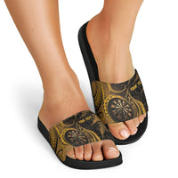 Personalised New Zealand Gold Darts Slide Sandals Maori Fern Curve Style