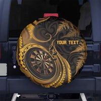 Personalised New Zealand Gold Darts Spare Tire Cover Maori Fern Curve Style