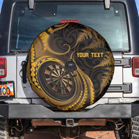 Personalised New Zealand Gold Darts Spare Tire Cover Maori Fern Curve Style