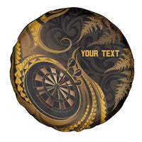 Personalised New Zealand Gold Darts Spare Tire Cover Maori Fern Curve Style