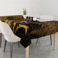 Personalised New Zealand Gold Darts Tablecloth Maori Fern Curve Style