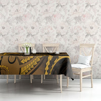 Personalised New Zealand Gold Darts Tablecloth Maori Fern Curve Style