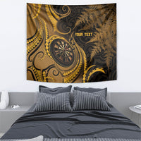 Personalised New Zealand Gold Darts Tapestry Maori Fern Curve Style