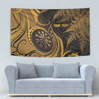 Personalised New Zealand Gold Darts Tapestry Maori Fern Curve Style