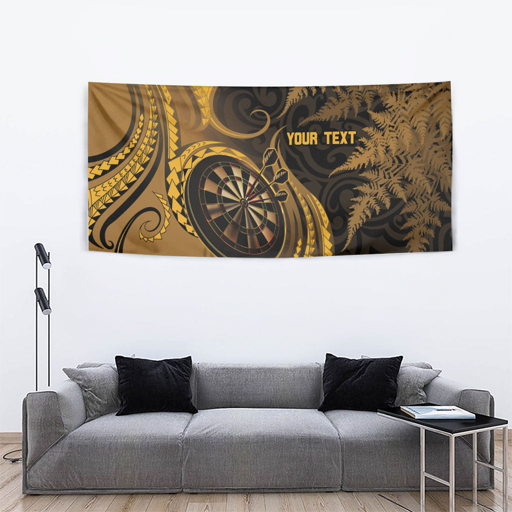 Personalised New Zealand Gold Darts Tapestry Maori Fern Curve Style