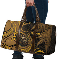Personalised New Zealand Gold Darts Travel Bag Maori Fern Curve Style