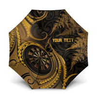 Personalised New Zealand Gold Darts Umbrella Maori Fern Curve Style