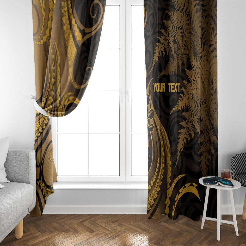 Personalised New Zealand Gold Darts Window Curtain Maori Fern Curve Style