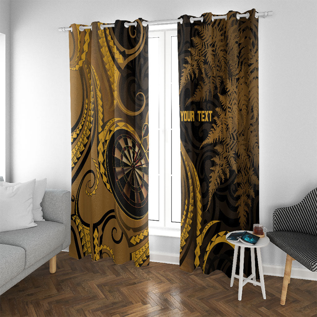 Personalised New Zealand Gold Darts Window Curtain Maori Fern Curve Style