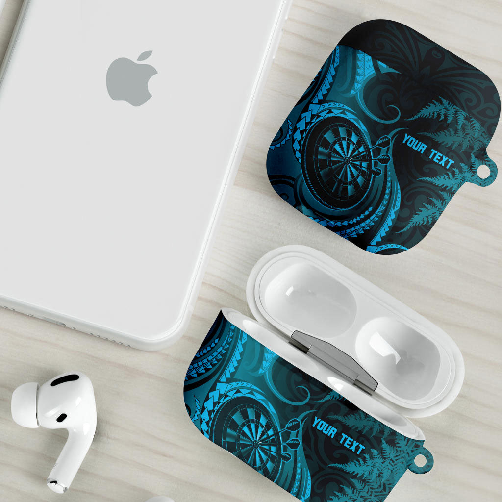 Personalised New Zealand Turquoise Darts AirPods Case Maori Fern Curve Style