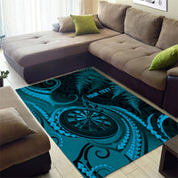 Personalised New Zealand Turquoise Darts Area Rug Maori Fern Curve Style