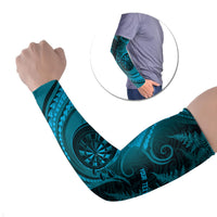 Personalised New Zealand Turquoise Darts Arm Sleeves Maori Fern Curve Style