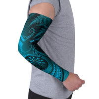 Personalised New Zealand Turquoise Darts Arm Sleeves Maori Fern Curve Style