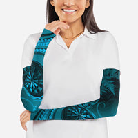 Personalised New Zealand Turquoise Darts Arm Sleeves Maori Fern Curve Style
