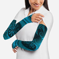 Personalised New Zealand Turquoise Darts Arm Sleeves Maori Fern Curve Style