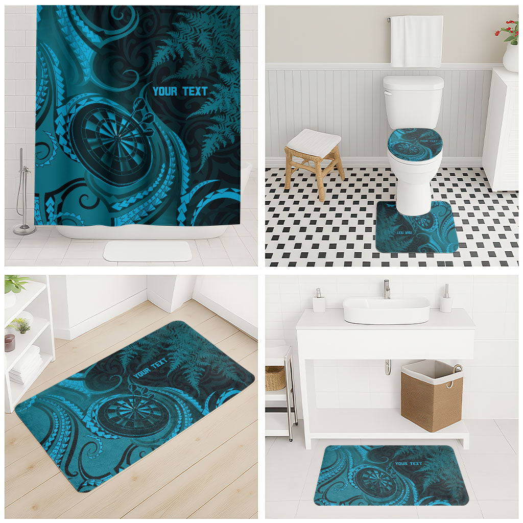 Personalised New Zealand Turquoise Darts Bathroom Set Maori Fern Curve Style