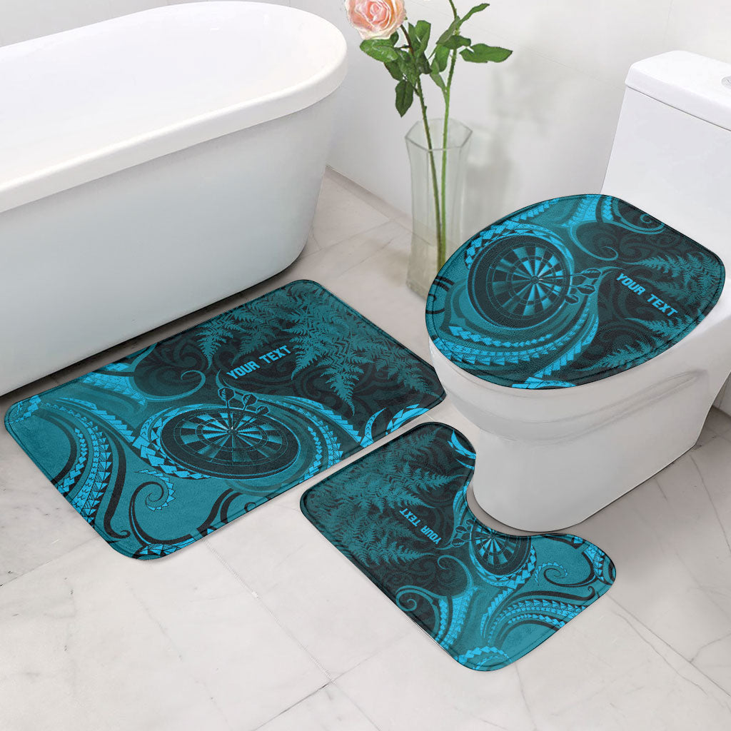 Personalised New Zealand Turquoise Darts Bathroom Set Maori Fern Curve Style