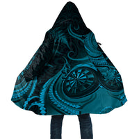 Personalised New Zealand Turquoise Darts Cloak Maori Fern Curve Style