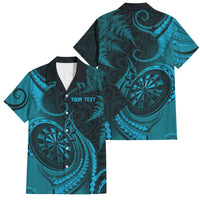 Personalised New Zealand Turquoise Darts Family Matching Mermaid Dress and Hawaiian Shirt Maori Fern Curve Style